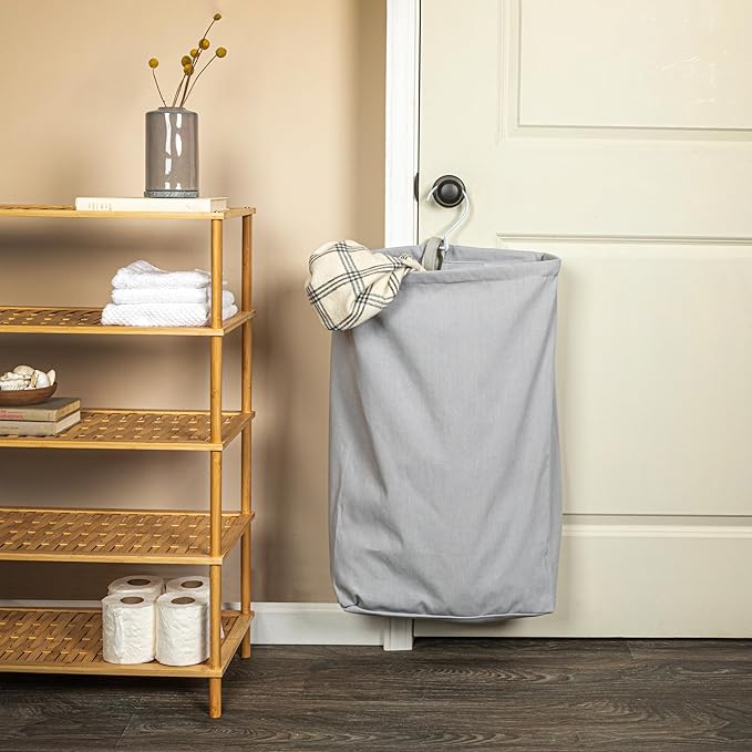 Household Essentials Door Hanging Laundry Bag, Washable Canvas Bag - Image 3