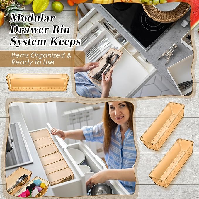 Maitys 12 Pcs Clear Drawer Organizer 9 x 3 x 2 Inches Plastic Rectangle Trays - Image 3
