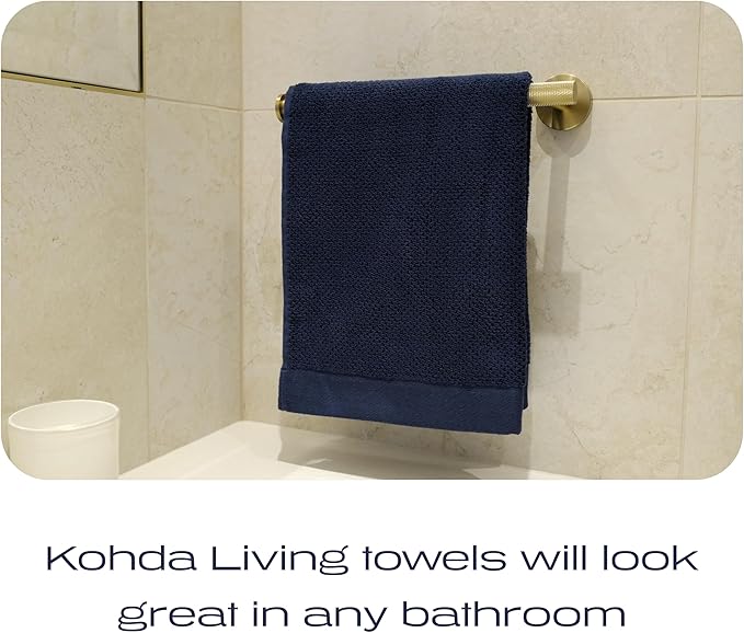 Luxury Silver-Infused Navy Blue Hand Towel Set of 2, 23.6"x17.7" - Image 6