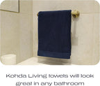 Luxury Silver-Infused Navy Blue Hand Towel Set of 2, 23.6"x17.7" - Image 6