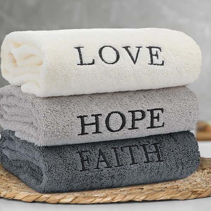 3 Pcs Faith Hope Love Farmhouse Decorative Hand Towels - Image 5
