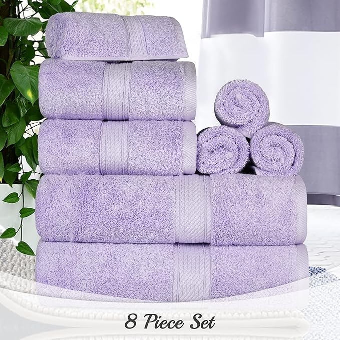 SUPERIOR Egyptian Cotton Pile 8 Piece Towel Set, Includes 2 Bath, 2 Hand - Image 11
