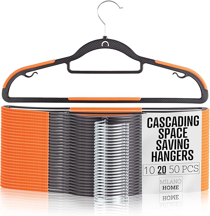 Plastic Hangers 20 Pack, Cascading Slim Space Saving Clothing Hangers by milanohome