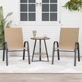 Patio Chairs Set of 2, Outdoor Dining Chairs Stackable for All Weather, Breathable Metal Modern Outside Furniture Chair for Pool Side, Garden, Backyard Deck, Brown by furniture