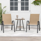 Patio Chairs Set of 2, Outdoor Dining Chairs Stackable for All Weather, Breathable Metal Modern Outside Furniture Chair for Pool Side, Garden, Backyard Deck, Brown by furniture