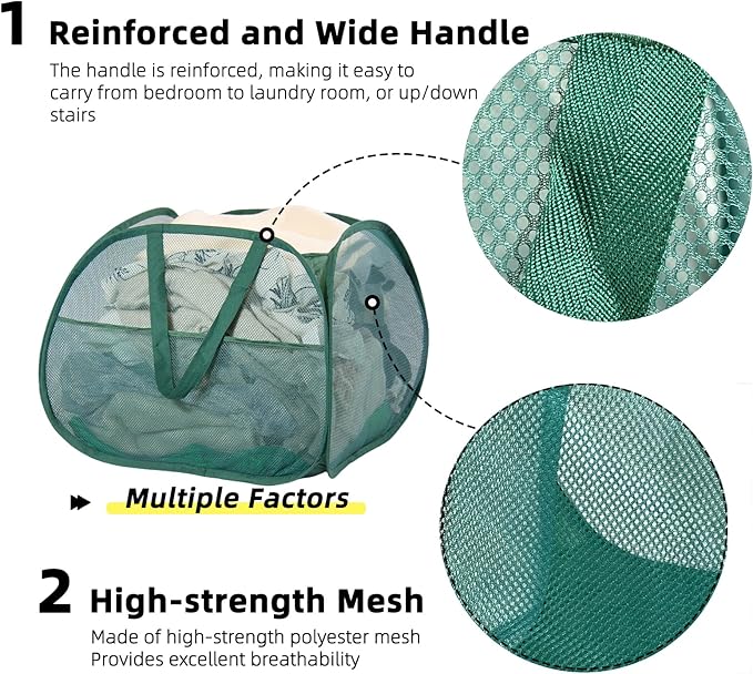 Collapsible Laundry Basket, 90L Foldable Pop Up Laundry Hamper - Image 3