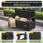 Greesum 80 Gallon Storage Bench Outdoor Deck Box with Armrest, Patio Furniture,Lockable, Waterproof and UV Resistant, Suitable for Garden, Pool, Black - Image 4