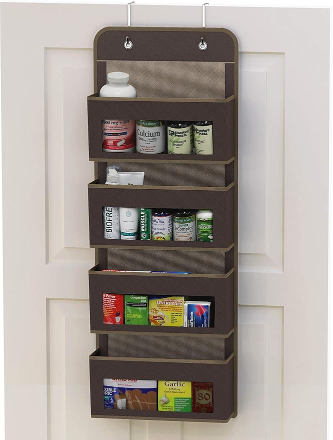 Simple Houseware 4 Clear Window Pocket Over Closet Door Storage Hanging - Image 3