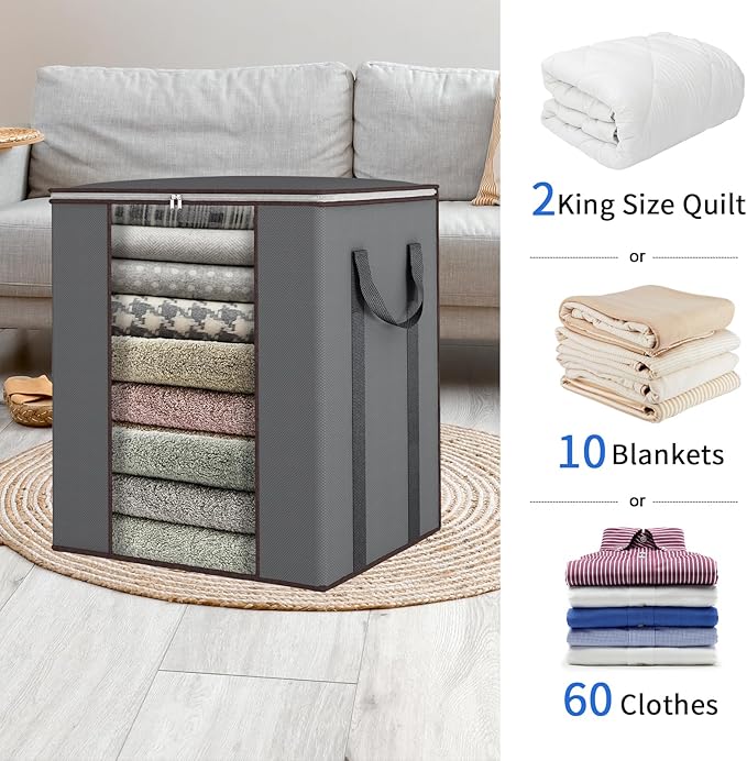 Fixwal Extra Large Blanket Storage Bags 120L Comforter Storage Bags - Image 2