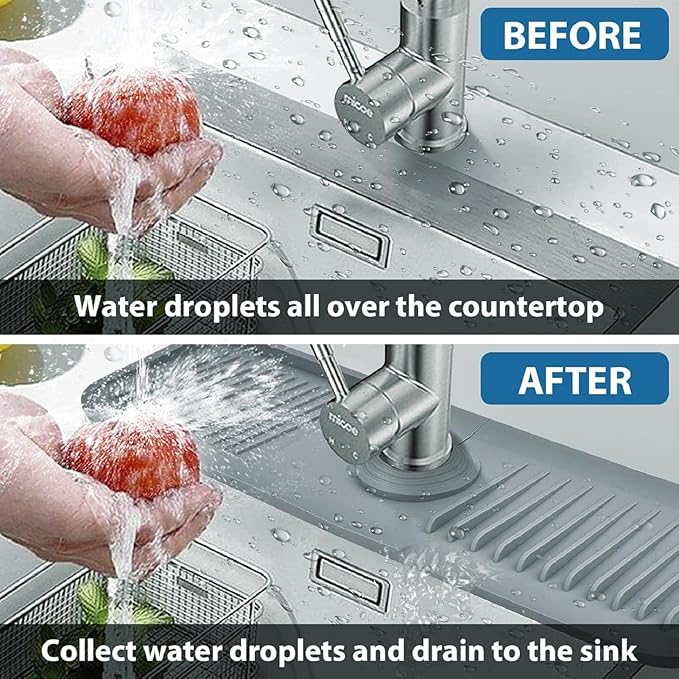 Silicone Sink Splash Guard for Kitchen & Bathroom, 17.7 inch Faucet Mat - Image 2