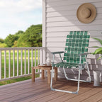 VINGLI Folding Aluminum Webbed Lawn Chairs with Detachable Cup Holder, High Beach Chair for Adults Heavy Duty, Portable Patio Chair, Camping Chair for Yard, Garden, 2 Pack - Image 2