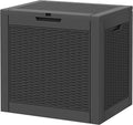 Outdoor Storage Box, Resin Deck Boxes Indoor and outdoor, Waterproof Storage Box Lockable Lid (Black,32 Gallon) by NBYSGO