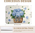 Spring Hydrangea Dish Drying Mats Spring Summer Floral Dish Mat Blue Flowers - Image 4