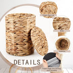 Ctosree 2 Pcs Wicker Trash Can Basket Woven Waste Basket - Image 4