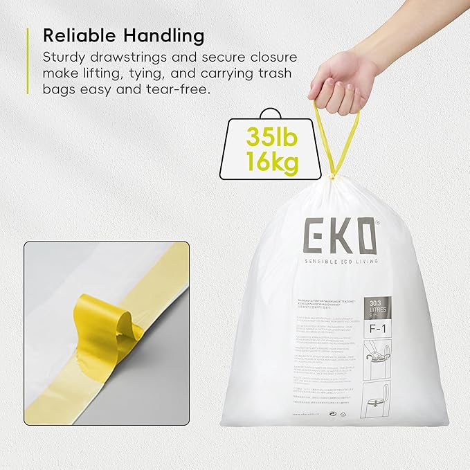 EKO 8 Gallon / 30.3 Liter, Extra-Strong Unscented Garbage Bags, Easy-Dispense - Image 4