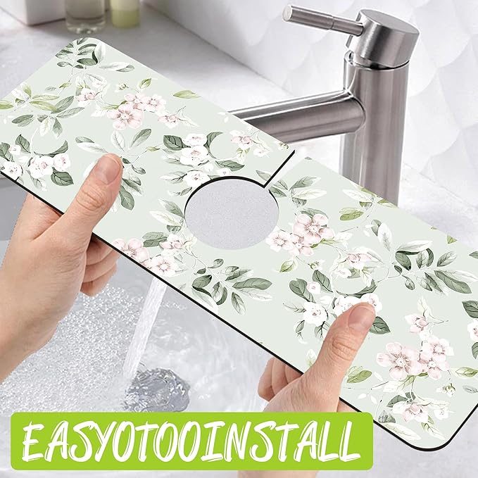 Sink Splash Guard Faucet Mat Petunias Flowers and Butterflies Absorbent Fast - Image 4