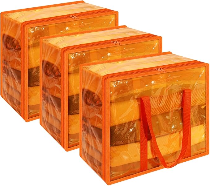 Vieshful Orange 40L Clear Clothes Storage Bag Colorful Clothes Organizer by Vieshful