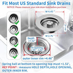 3 in 1 Kitchen Sink Drain Strainer, Pop up Sink Stopper Kitchen Drain, - Image 4