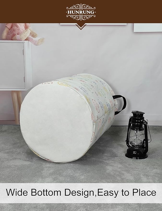 HUNRUNG Laundry Hamper, Large Canvas Fabric Lightweight Storage Basket Toy - Image 7