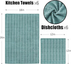 Microfiber Kitchen Towels and Dishcloths Set, 26 X 18 Inch and 12 X 12 Inch - Image 2