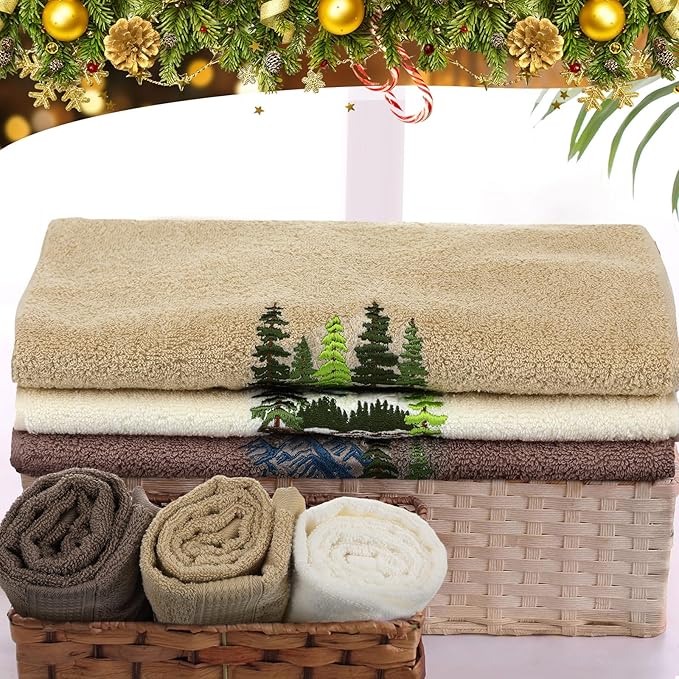 3 Pcs Mountain Hand Towels Farmhouse Decorative Bathroom Towels Set 13.3 x - Image 5
