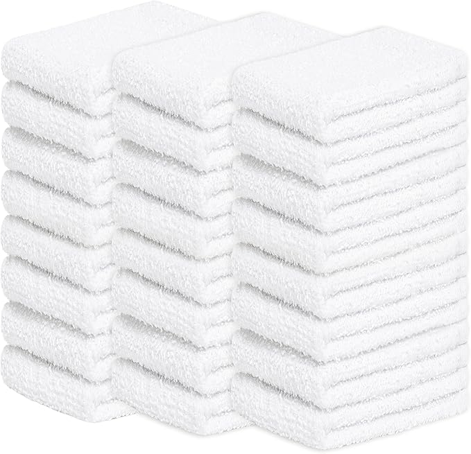 Looperry White Terry Cloth Rags 13"x13" Inches Commercial Grade Dish Cloth by Looperry