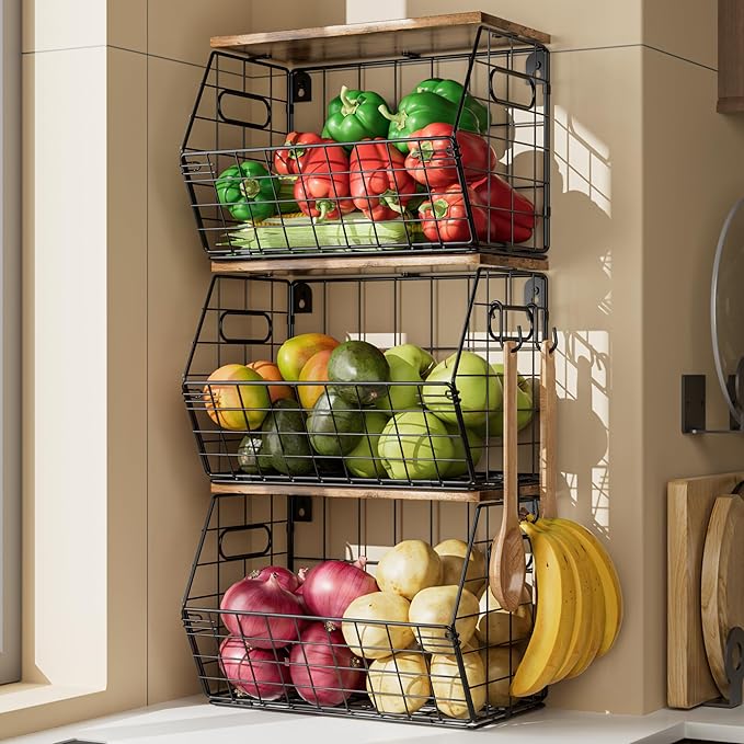 Delamu Stackable Metal Fruit Basket - Image 2