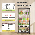 Plant Stand Indoor Outdoor Heavy Duty Metal - 56.4" Tall 3-Tier Shelf for Multiple Plants, Flowers, Rustproof Black Storage Rack for Patio, Balcony, Living Room, Garden, Includes Hooks&Adjustable Feet - Image 4