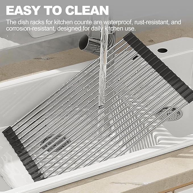NEZUIBAN Dish Drying Rack with Roll Up and Over Sink - Image 5