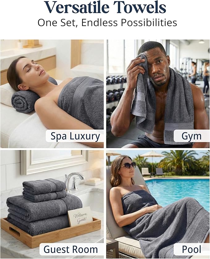 LANE LINEN 100% Cotton Bath Towels Set - Image 7