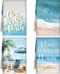 Bencailor 4 Pcs Summer Beach Kitchen Towels Nautical Coastal Hand Dish Towels by Bencailor