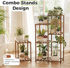 Bamworld Plant Stand Indoor Corner Plant Shelf Wood Plant Holder for Multiple Plants Tall Flower Stands Plants Table Rack Garden Patio Lawn Window 03H, Brown - Image 2