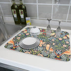 Navy Blue Sage Green Chinoiserie Dish Drying Pad 18 x 24 Inch - Image 6