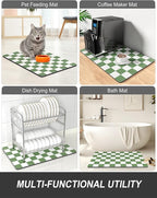 Rnivvi Dish Drying Mat for Kitchen Counter, 12 x 19" Cute Checkered Absorbent - Image 7