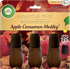 Air Wick Essential Mist Refill, 3 ct, Apple Cinnamon Medley, Essential Oils by AirWick