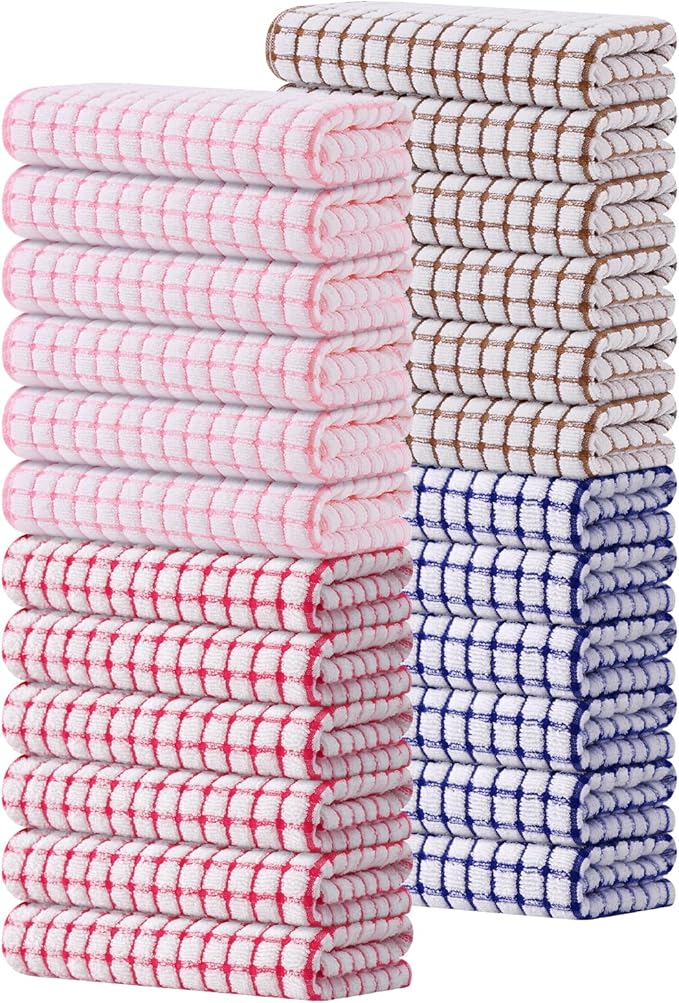 Kitinjoy Cotton 24 Pack Terry Kitchen Towels, 16 x 25 Inches Super Soft and by Kitinjoy