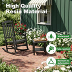 3 Piece Outdoor Rocking Bistro Set, Rocking Chairs Outdoor Furniture, Resin Waterproof Sun-Proof Patio Furniture Set for Garden, Pool, Backyard（3, Black） - Image 6