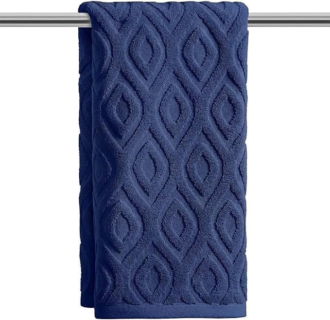Artoid Mode 1 Pc Navy Blue 3D Diamond Grid Jacquard Hand Towels by ArtoidMode