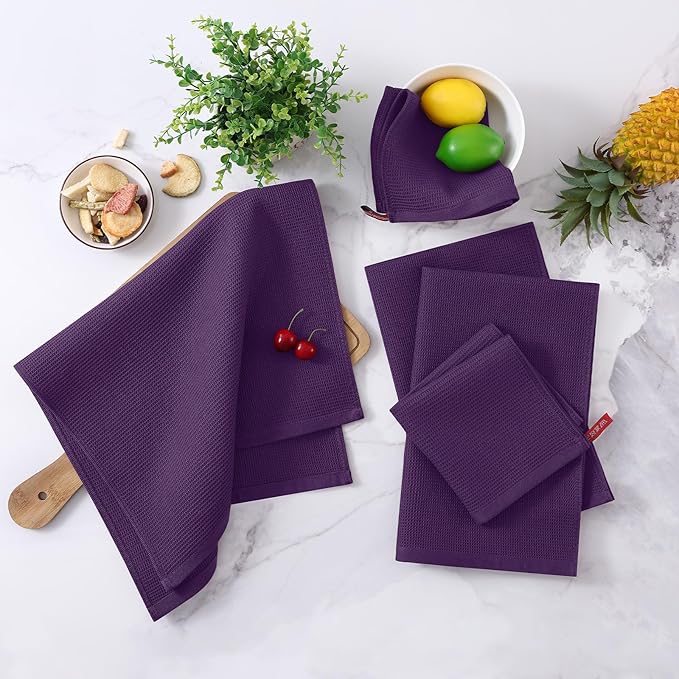 Homaxy 100% Cotton Kitchen Towels and Dishcloths Set - Image 6