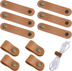 10pcs Leather Cord Organizer Straps Travel Cord Leather Snap Brown PU Phone by salbsever