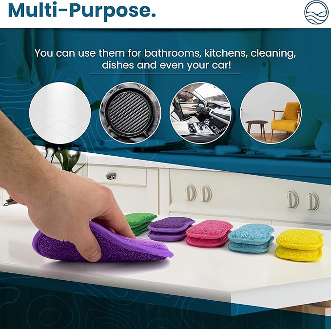 – 10 Kitchen Sponges Pack– Washable and Reusable Dishes Sponge Rubber – 6 X 3 - Image 8