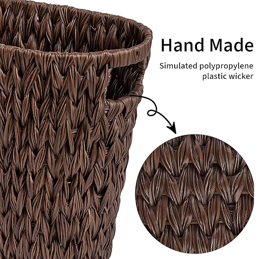 GRANNY SAYS Wicker Waste Basket, Waterproof Bathroom Trash Can, Bedroom Can - Image 5
