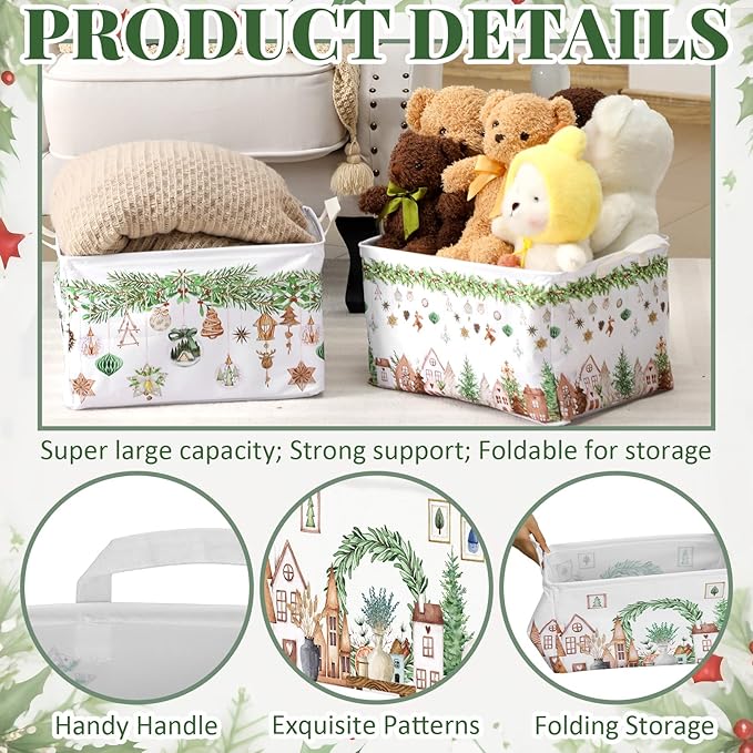 4 Pack Christmas Storage Bin Collapsible Large Christmas Storage Baskets - Image 3