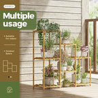 Bamworld Bamboo Plant Stand Indoor Boho Plant Shelf Tiered Plant Rack for Multiple Plants 3 Tiers 7 Pots Ladder Plant Holder Plant Table for Plant Pots Home Decor for Gardening Gifts Nature Color - Image 3