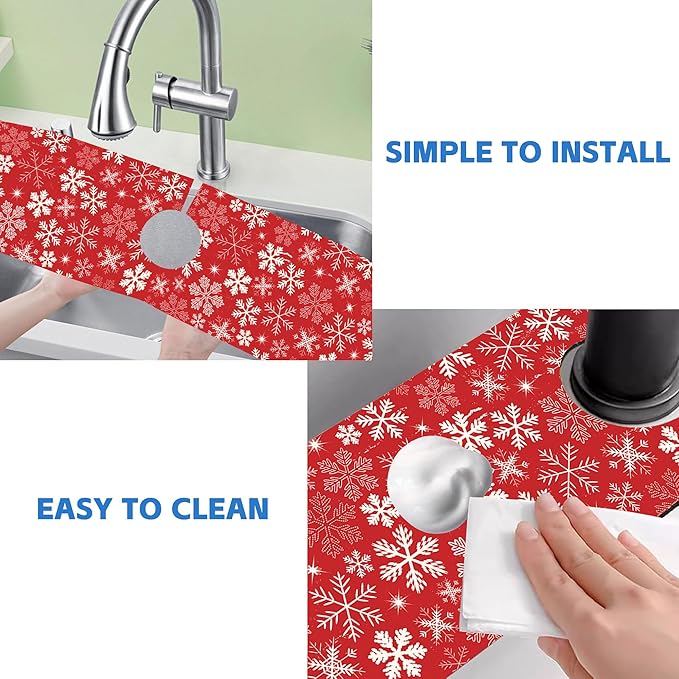 Christmas Snowflake Kitchen Sink Splash Guard Mat Absorbent Fast Drying Mat - Image 5