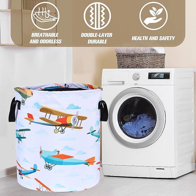 Funny Plane Laundry Basket Foldable Oxford Cloth Tote Bag Laundry Hamper - Image 7