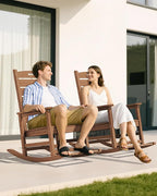 SERWALL Outdoor Rocking Chair Set of 2, Oversized Rocking Chair with Footboard for Adults, HDPE All Weather Resistant Rocking Chairs for Patio, 350lbs Weight Capacity, Brown - Image 2