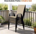 JEAREY Patio Dining Chairs Set of 6, Outdoor Stackable Dining Furniture Set, All Weather Dining Set for Lawn, Garden, Backyard, Poolside, Beige - Image 7