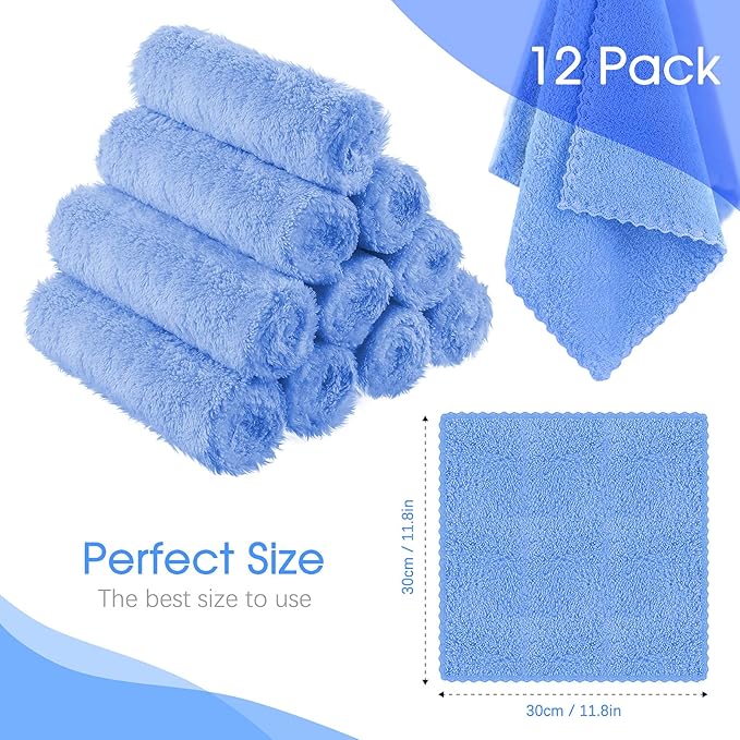 Syhood 12 Pieces Face Wash Cloth 12 x 12 in Makeup Remover Cloths Towel Coral - Image 5