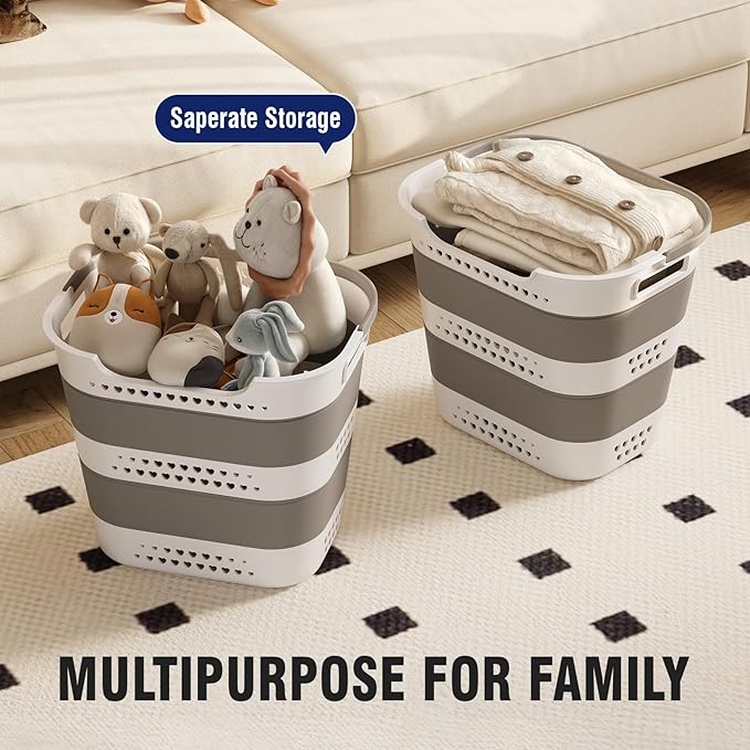 Collapsible Plastic Laundry Basket Hamper - Image 6